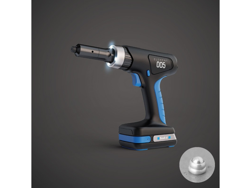 Аккумуляторный заклепочник E-005 для вытяжных заклепок диаметром от 2,5 до 5,0 мм. 