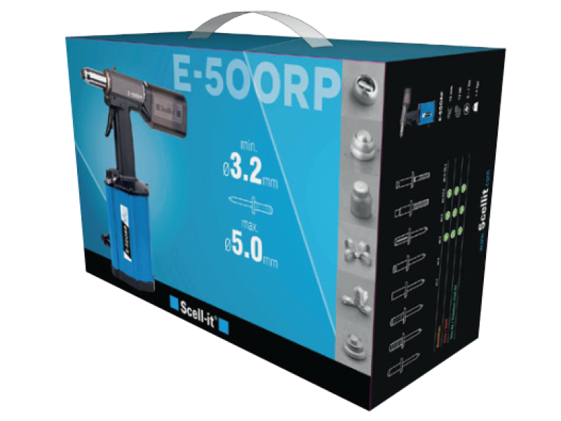 Пневмогидравлический заклепочник E-500RP для вытяжных заклепок 3,0-5,0 мм.